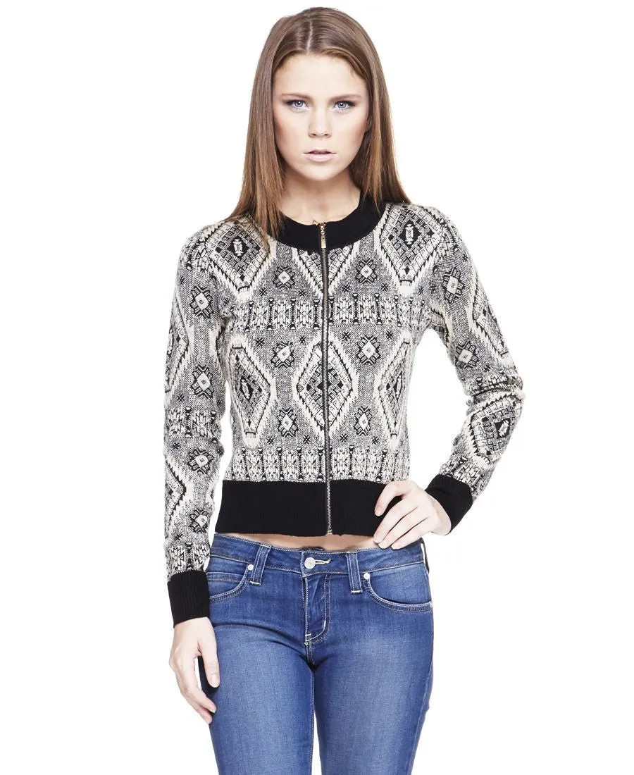 Acyrlic Shiny Short Jacket Diamond Aztec Black Silver