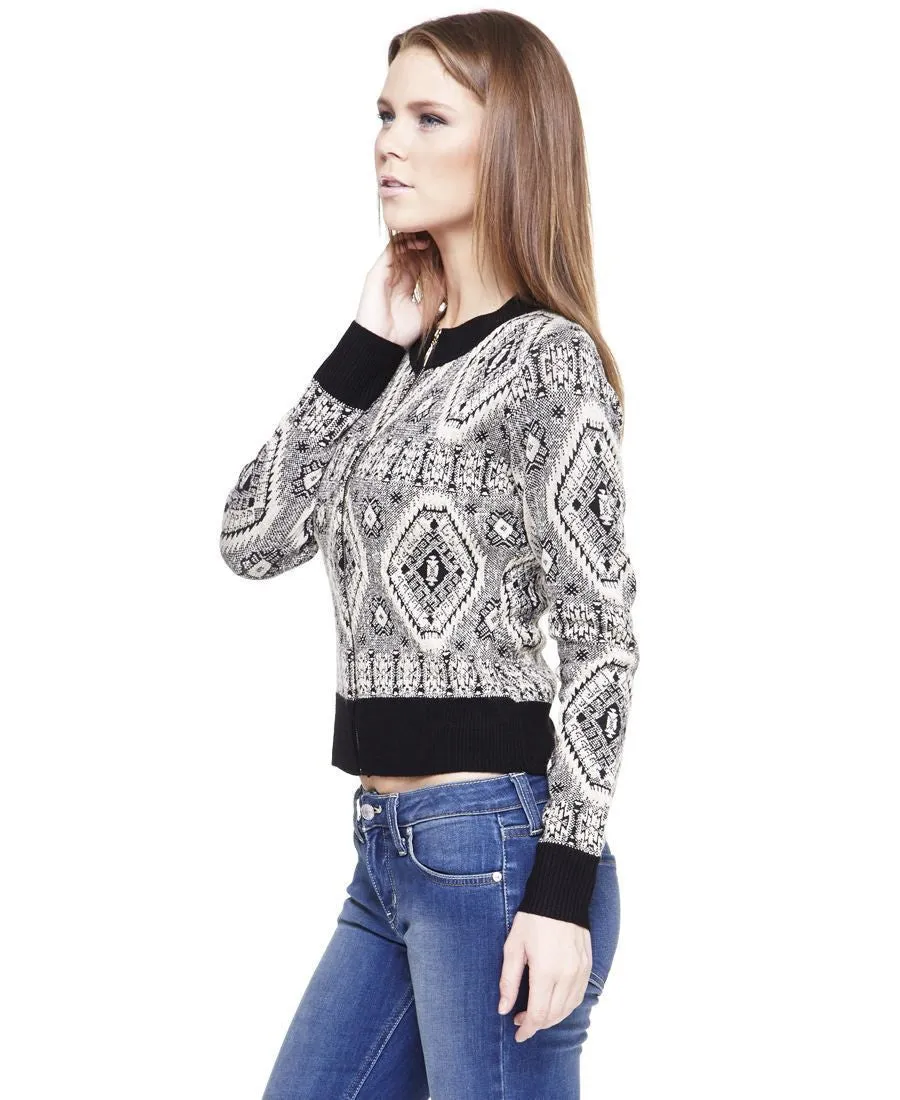 Acyrlic Shiny Short Jacket Diamond Aztec Black Silver