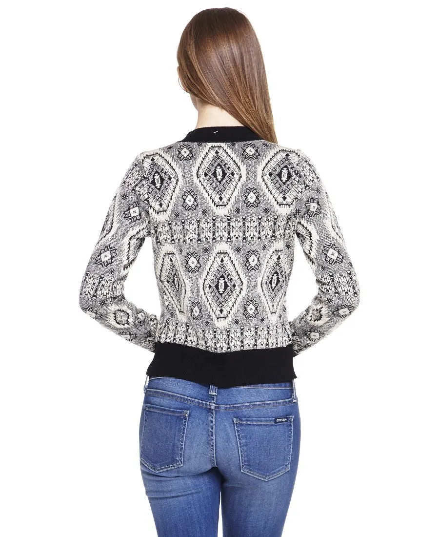 Acyrlic Shiny Short Jacket Diamond Aztec Black Silver