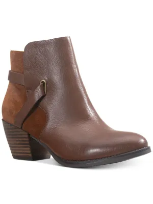 AMERICAN RAG Womens Brown Strappy Comfort Ashlyn Round Toe Block Heel Zip-Up Leather Booties M