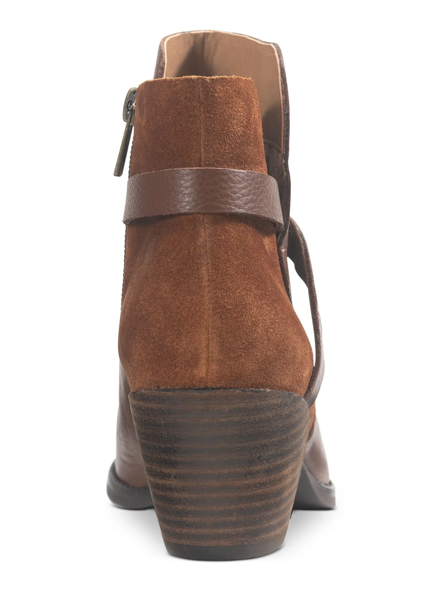 AMERICAN RAG Womens Brown Strappy Comfort Ashlyn Round Toe Block Heel Zip-Up Leather Booties M