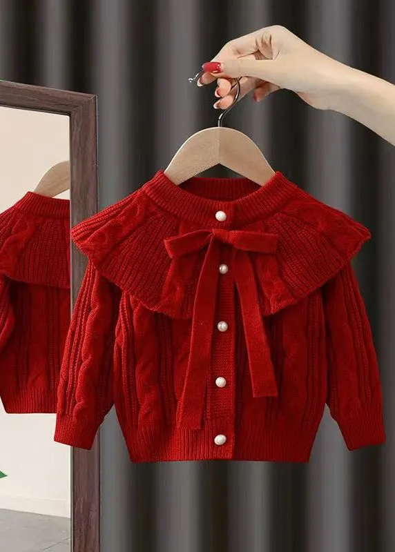 Chic Mulberry Cloak Sleeves Cotton Knit Girls Cable Knit Sweaters Winter WL036