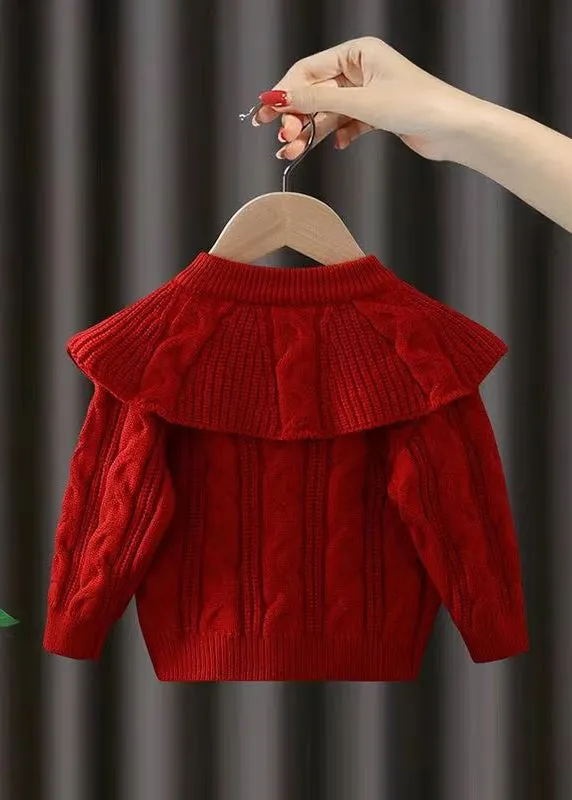 Chic Mulberry Cloak Sleeves Cotton Knit Girls Cable Knit Sweaters Winter WL036