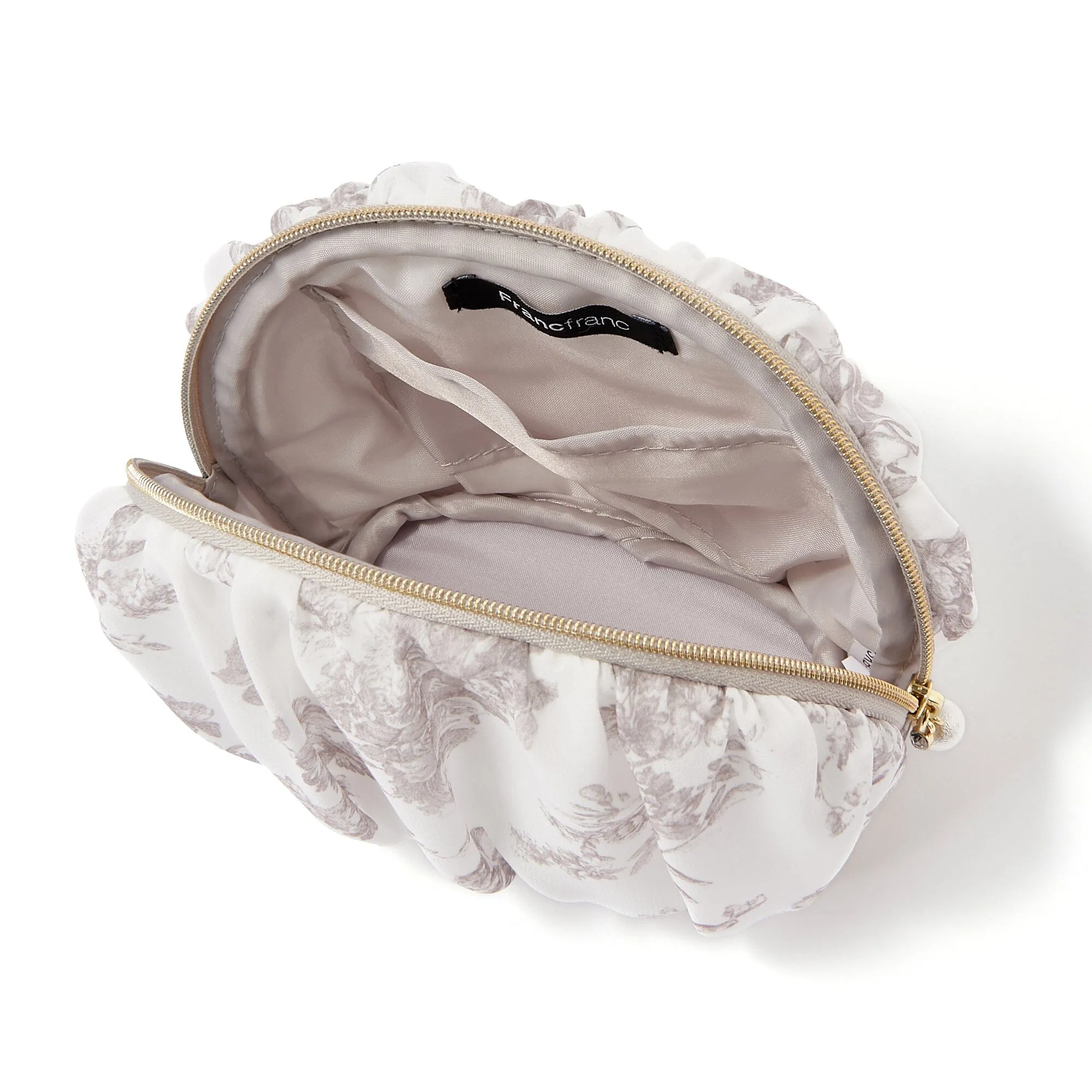 Classic Flower Round Pouch Beige