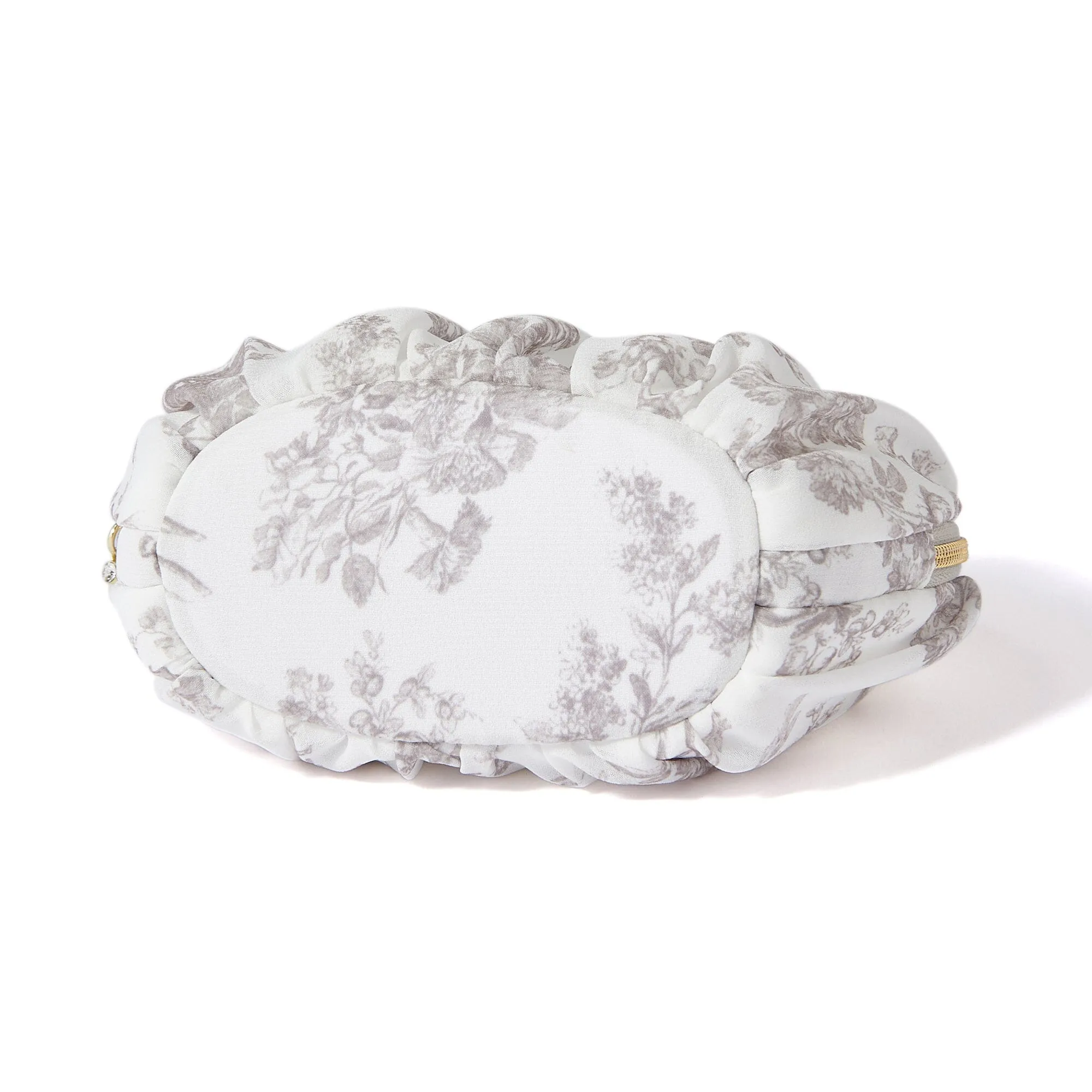 Classic Flower Round Pouch Beige