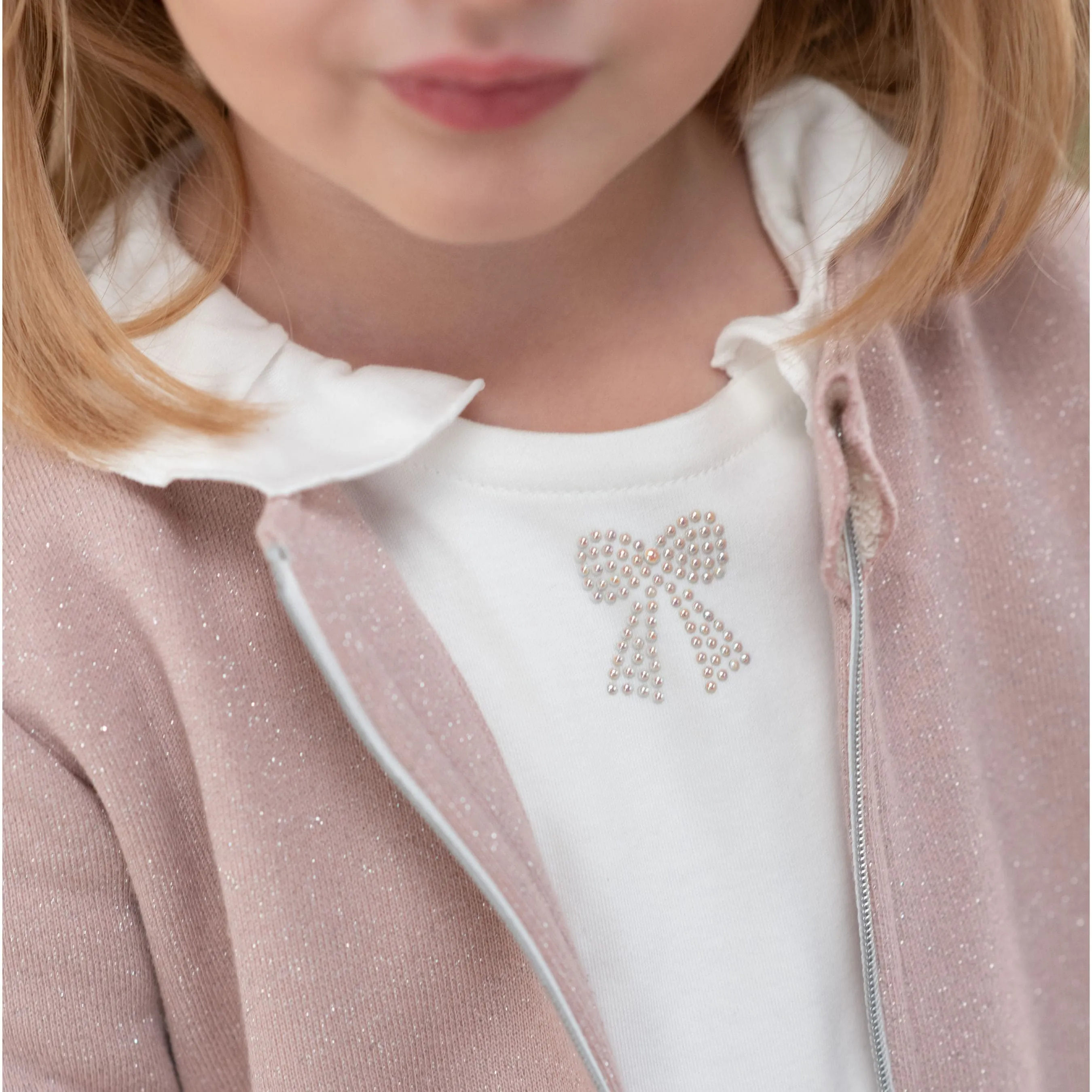 EDITH | Girls Glitter Pink French Terry Tracksuit (2)