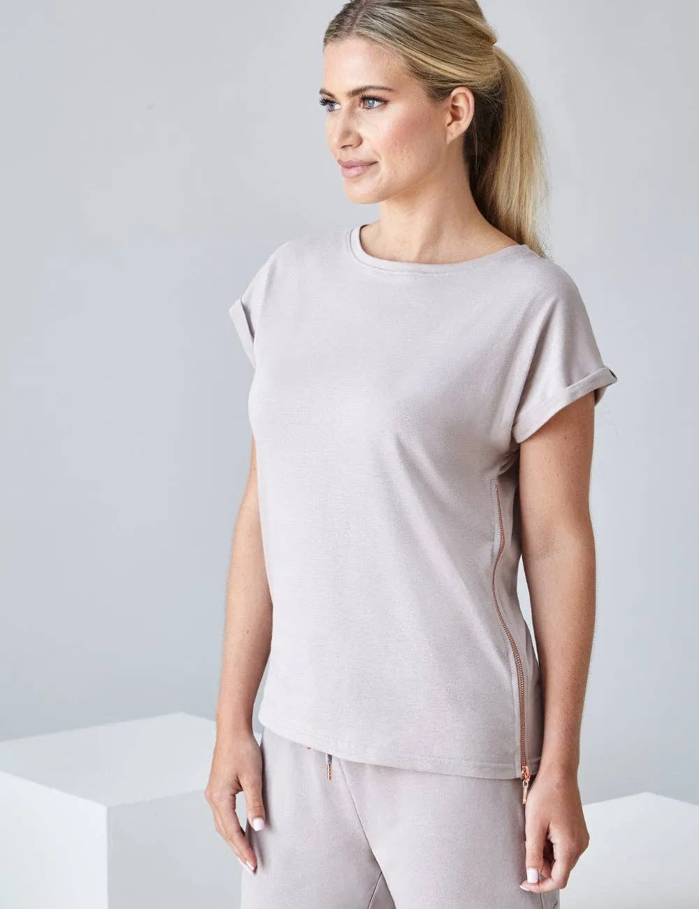 Extra Large - Kayla Side Zip Organic Cotton T-shirt