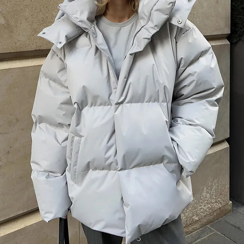 Fashion Parkas Coat Vintage Bread Jacket Outwear Office Ladies Warm Cotton Puffer Jacket 2024 Winter Cotton Loose Cotton Jacket