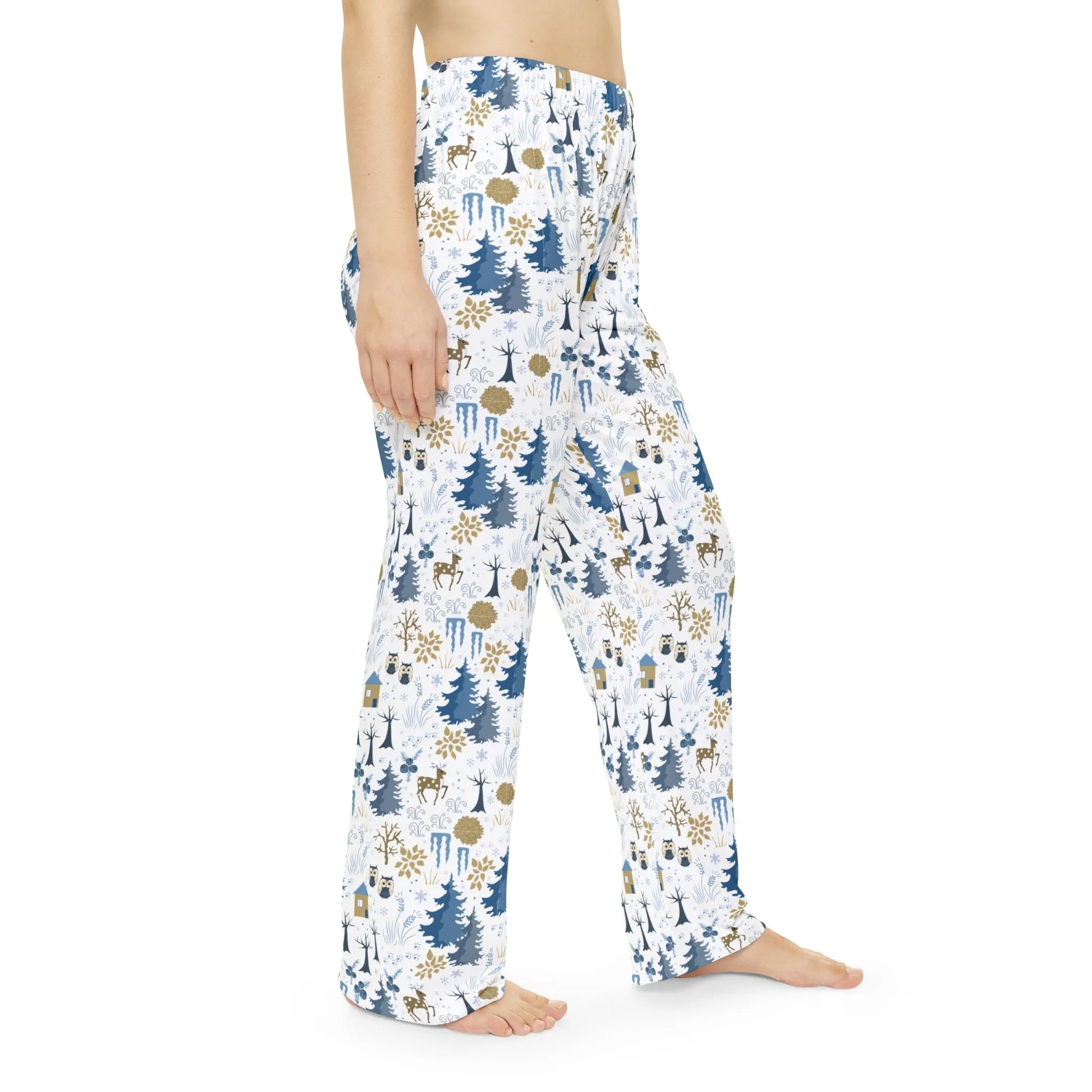 Festive Holiday Pajama Pants : Cozy Winter Loungewear in White for All Sizes XS-4XL