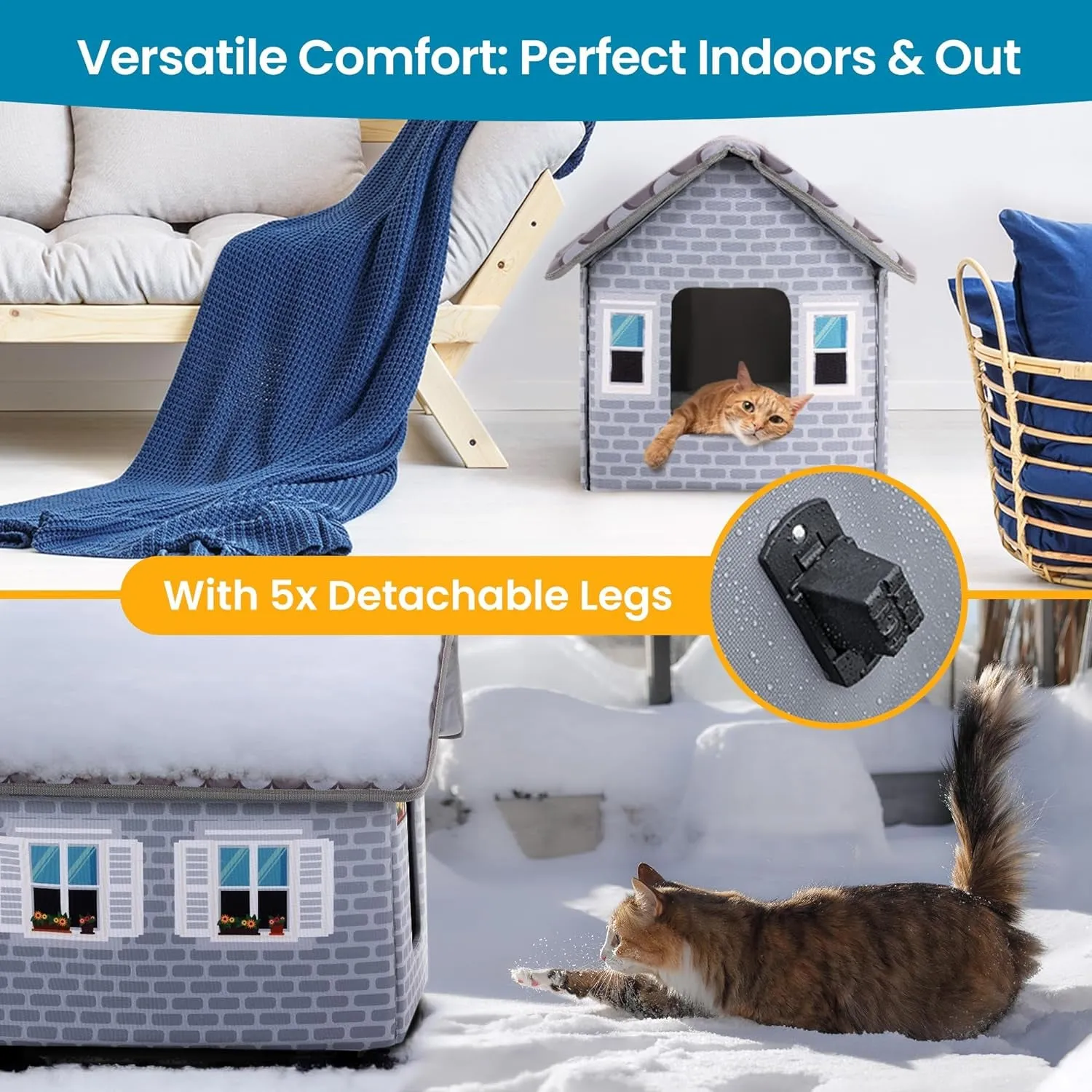 Heated Cat Houses for Outdoor Cats in Winter - Heated Outdoor Cat House Weatherproof - Outdoor Heated Cat House - Easy to Assemble