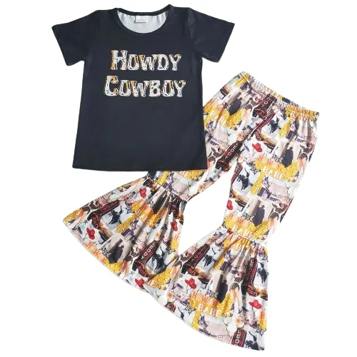 Howdy Cowboy Western Bell Bottom Outfit - Kids Girls