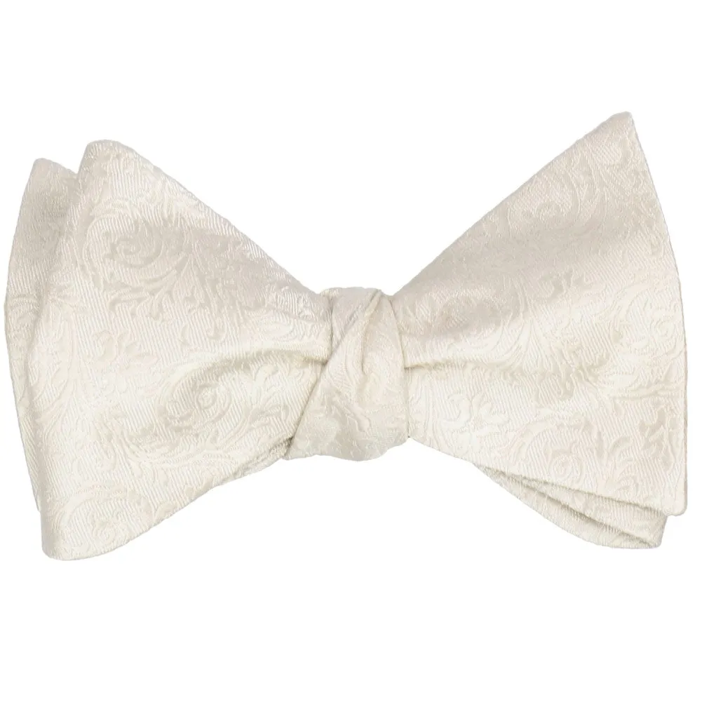 Ivory Groom Floral Silk Self-Tie Bow Tie