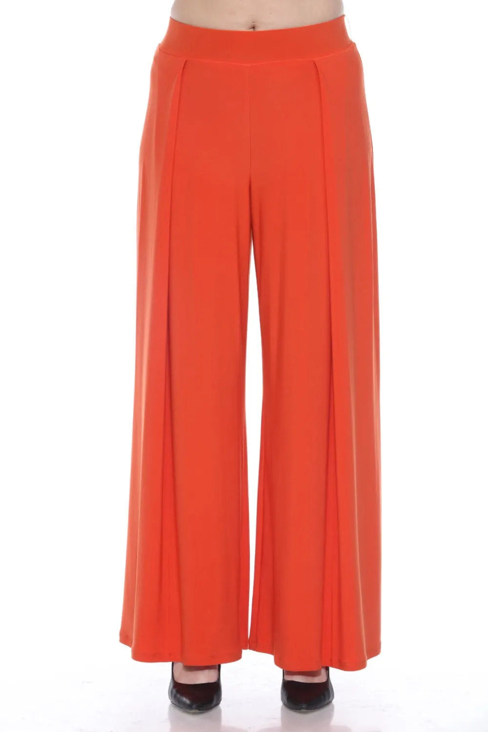 Joseph Ribkoff Lava Orange Pleated Wide Leg Trouser Pants 243043