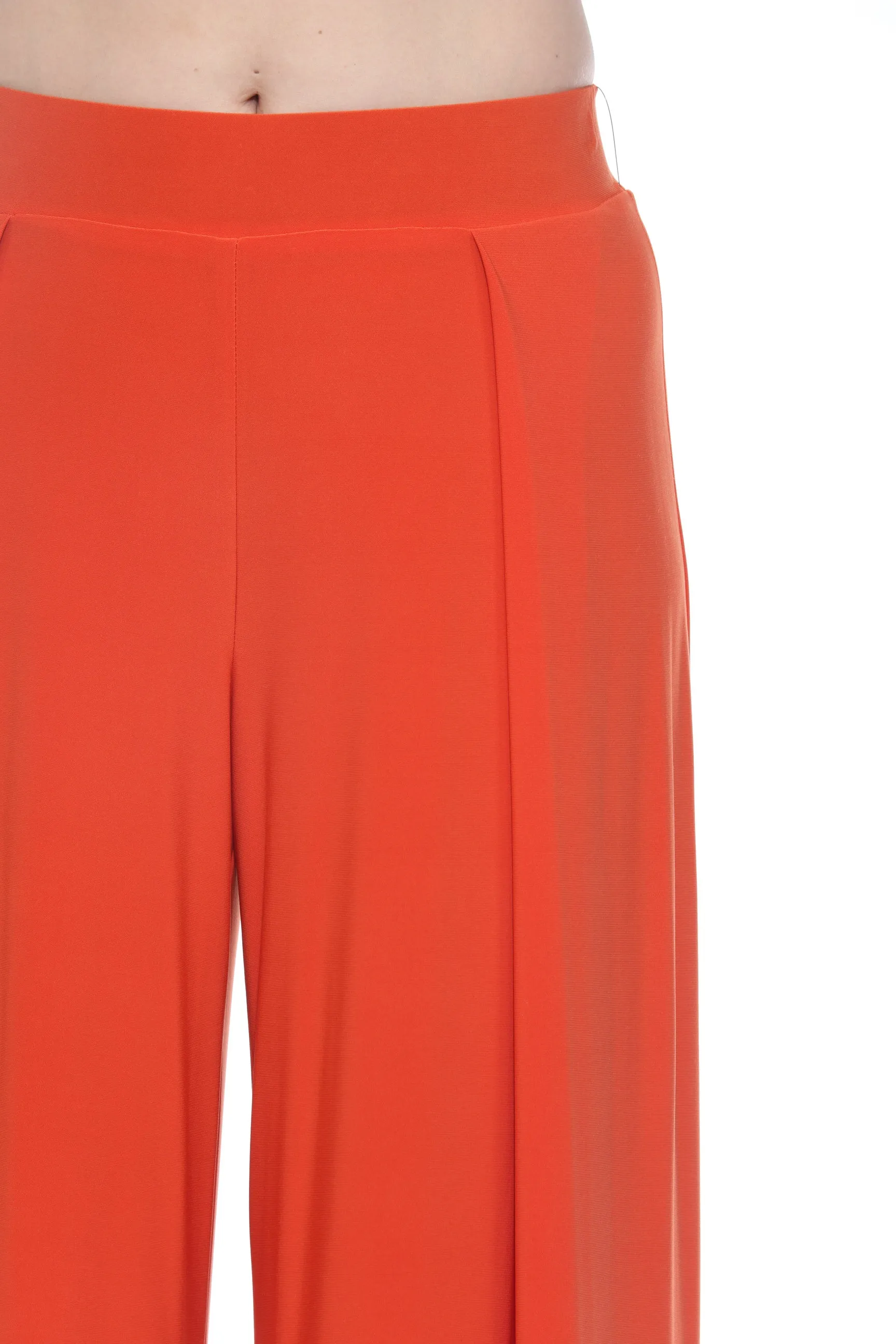 Joseph Ribkoff Lava Orange Pleated Wide Leg Trouser Pants 243043