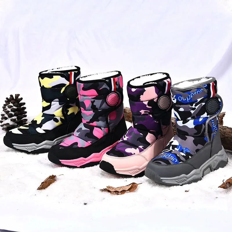 Kids Girls Boys Plush Waterproof Warm Snow Boots