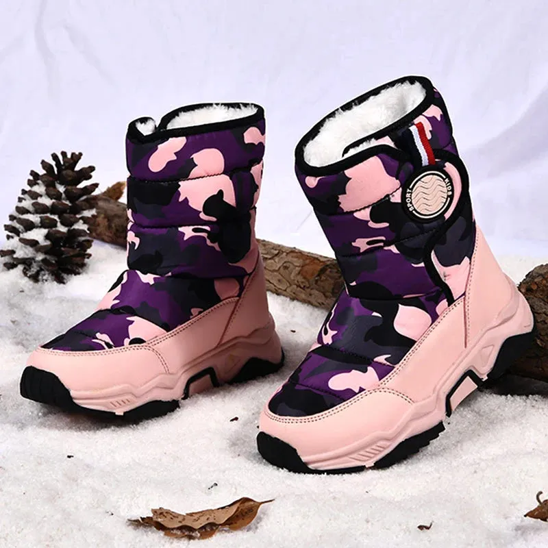 Kids Girls Boys Plush Waterproof Warm Snow Boots