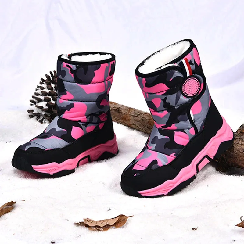 Kids Girls Boys Plush Waterproof Warm Snow Boots