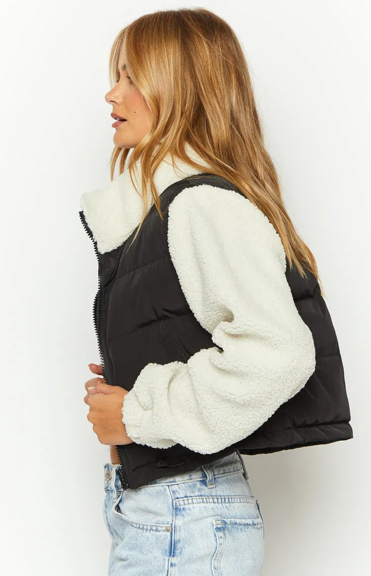 Maelle Black Sherpa Puffer Jacket