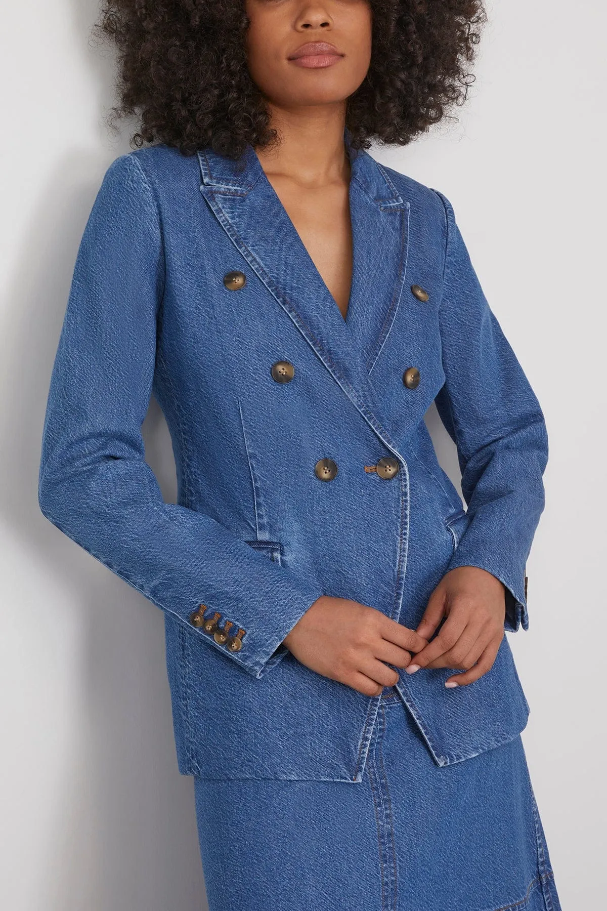 Michelle Denim Jacket in Medium Indigo Blue