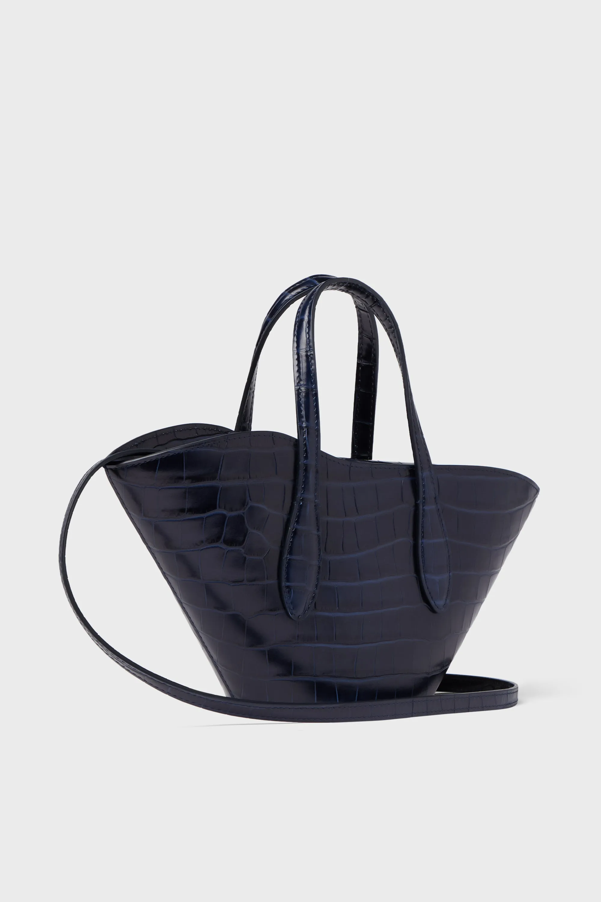 Navy Croc Open Tulip Micro Tote