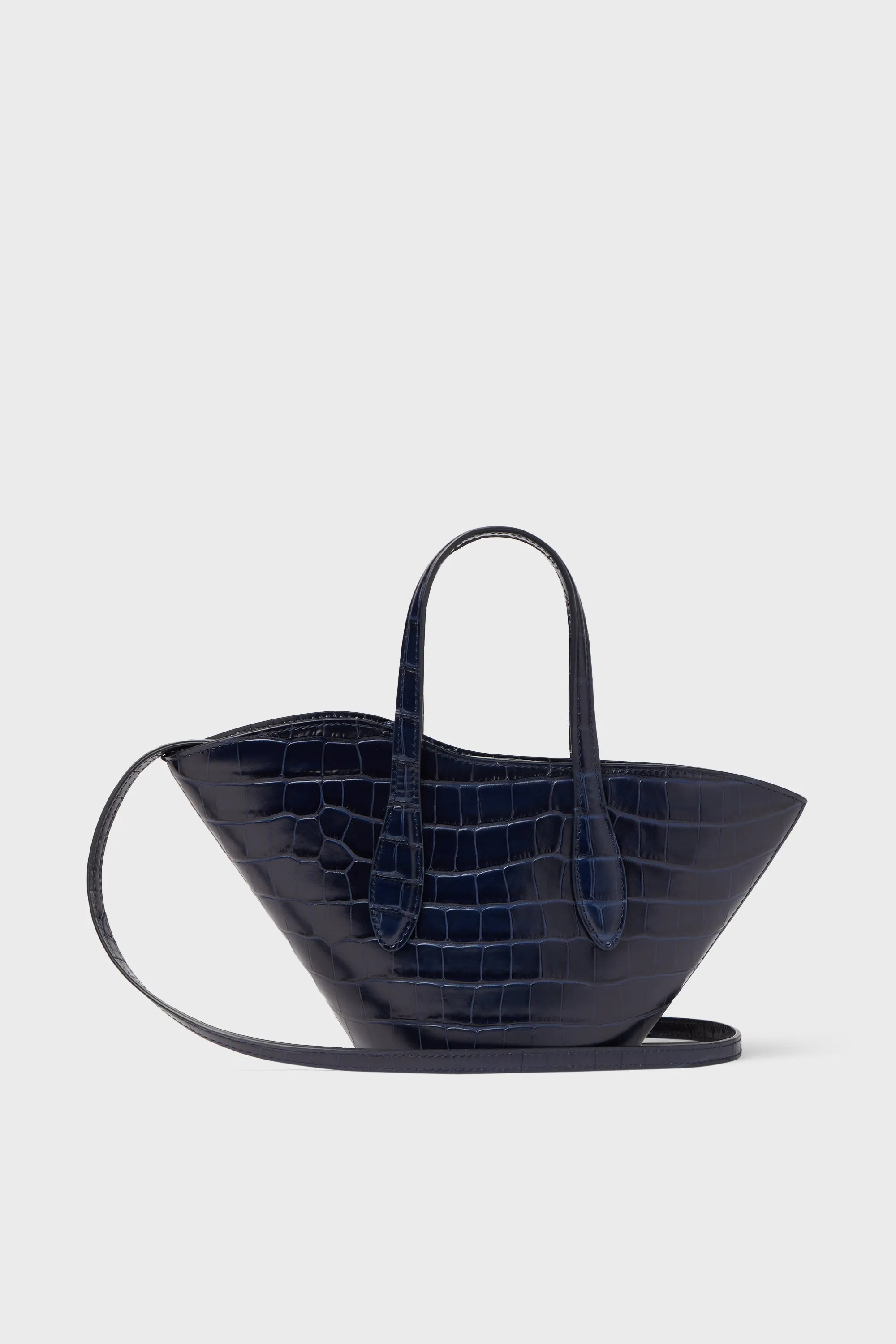 Navy Croc Open Tulip Micro Tote