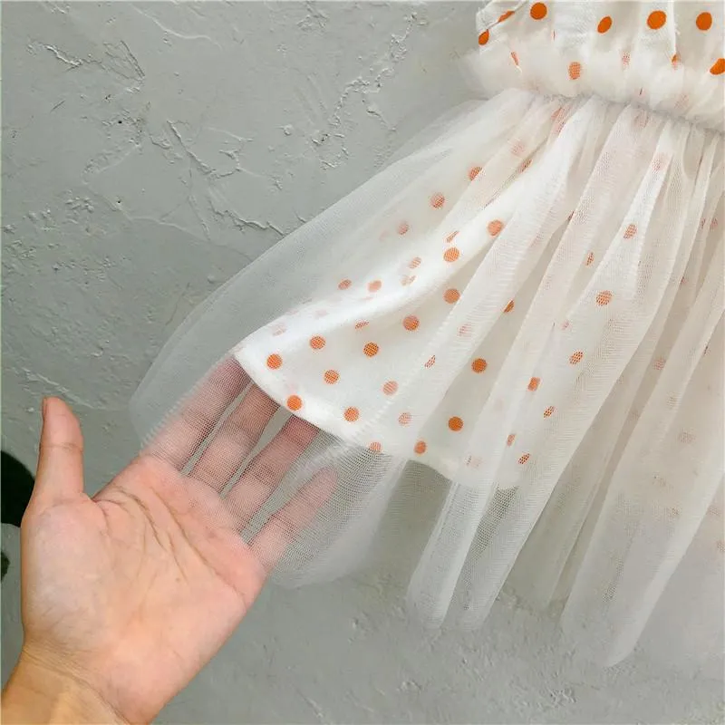 Orange Polka Dots Tulle Party Dress