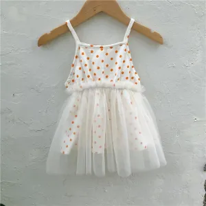 Orange Polka Dots Tulle Party Dress