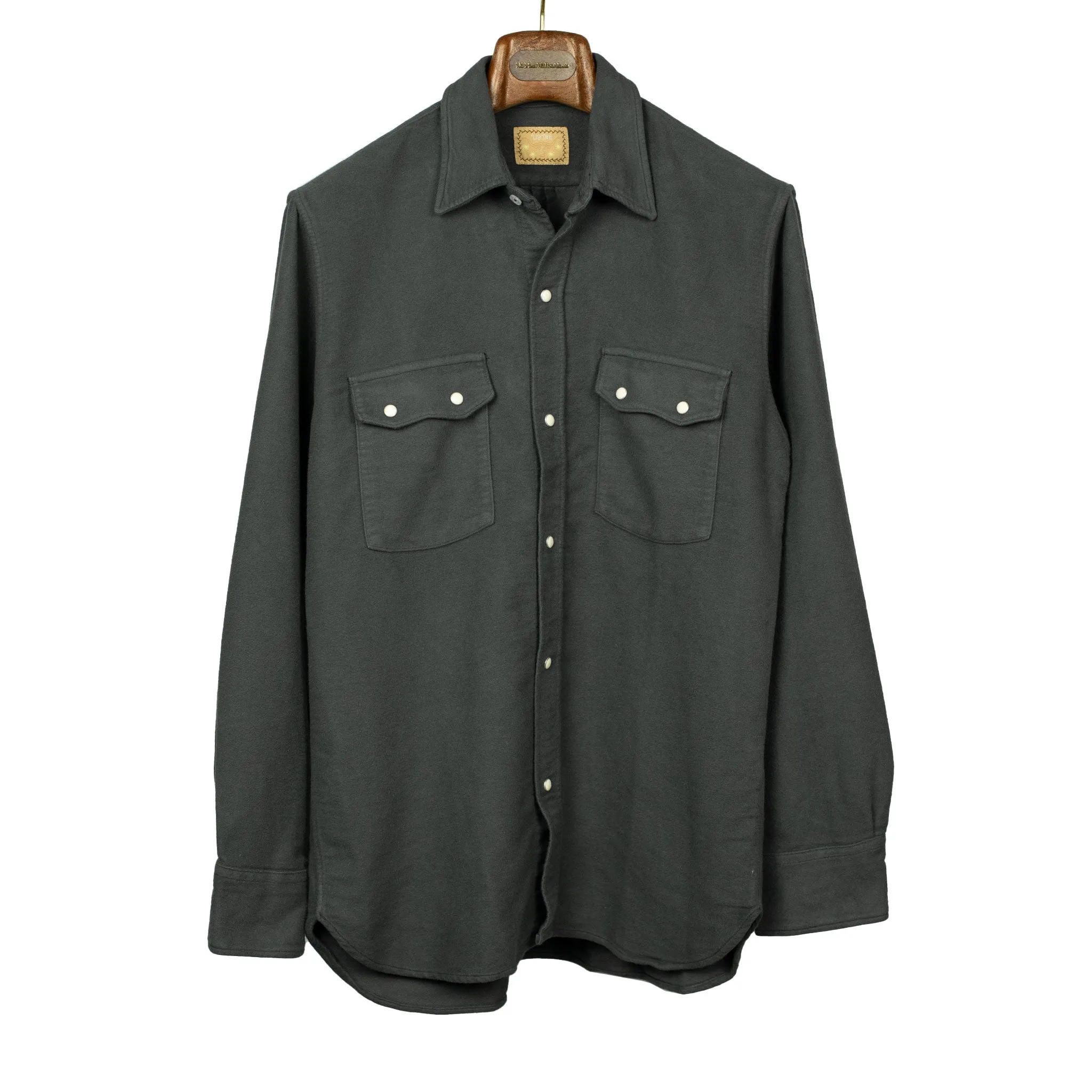 Pearlsnap Western shirt in Graphite grey cotton moleskin