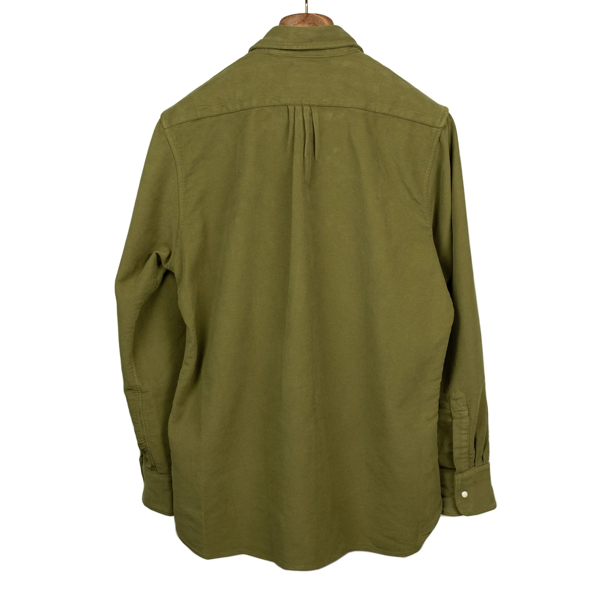 Pearlsnap Western shirt in olive cotton moleskin