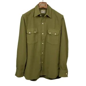 Pearlsnap Western shirt in olive cotton moleskin