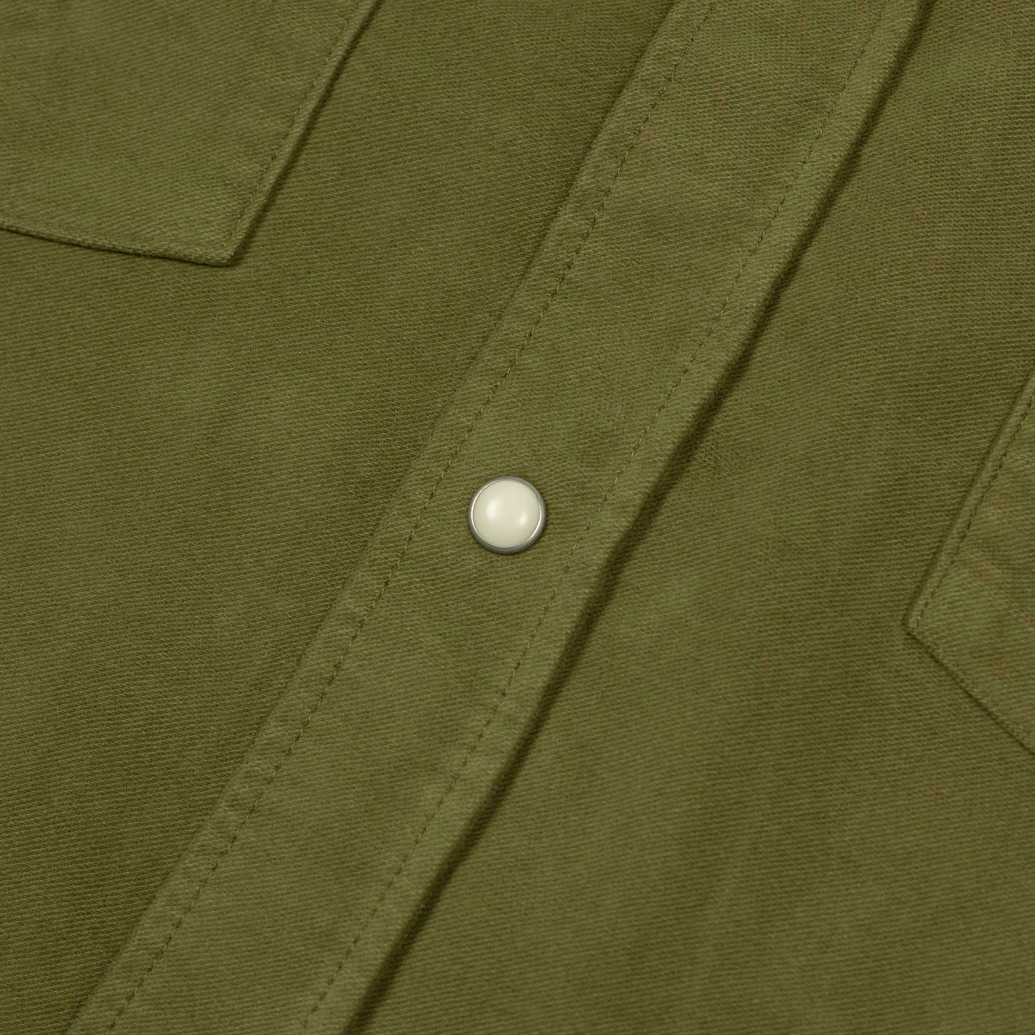 Pearlsnap Western shirt in olive cotton moleskin