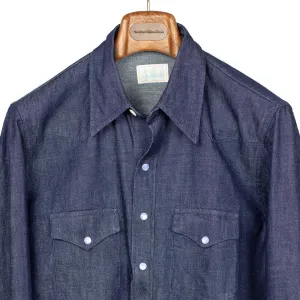 Pearlsnap Western shirt in rinsed indigo cotton denim