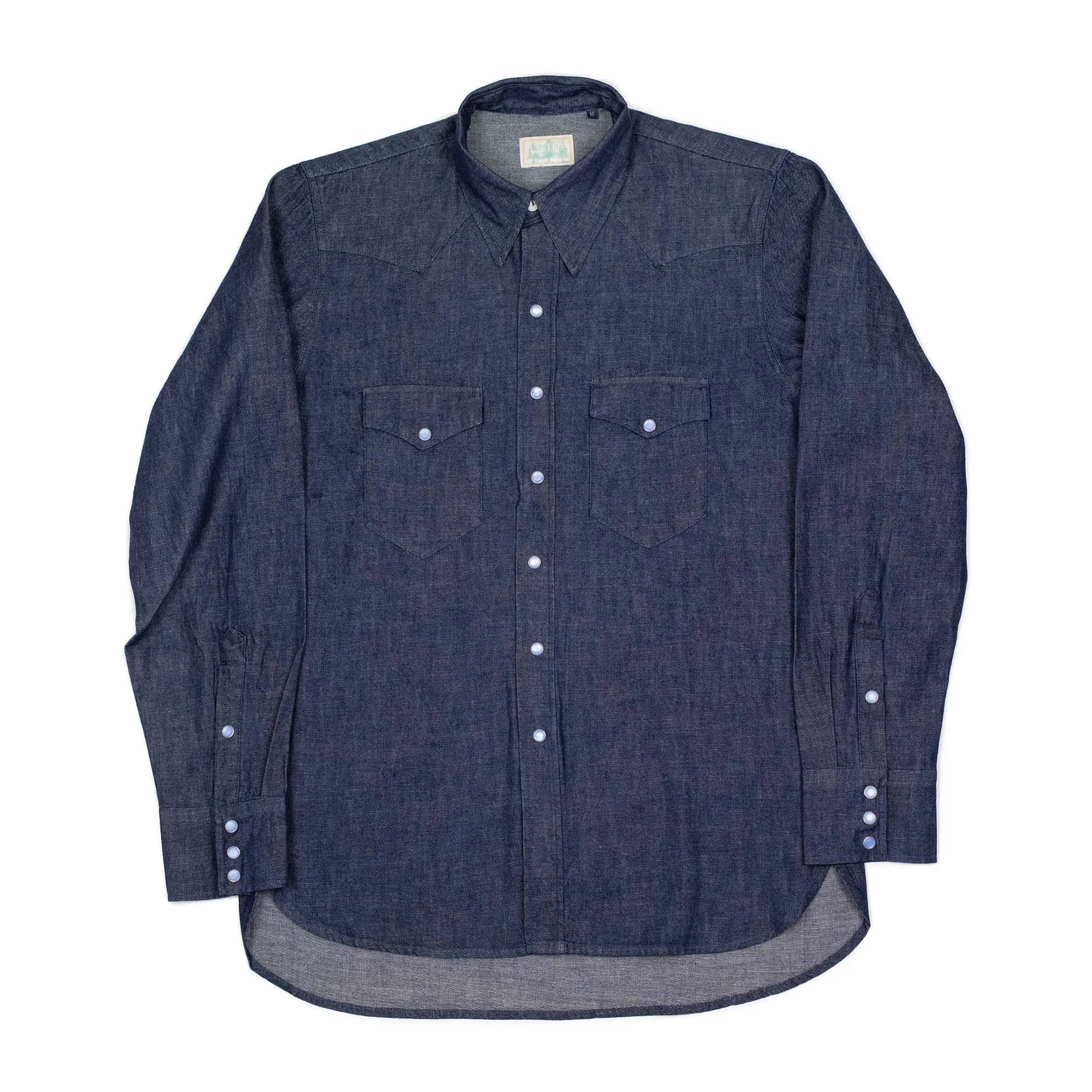 Pearlsnap Western shirt in rinsed indigo cotton denim