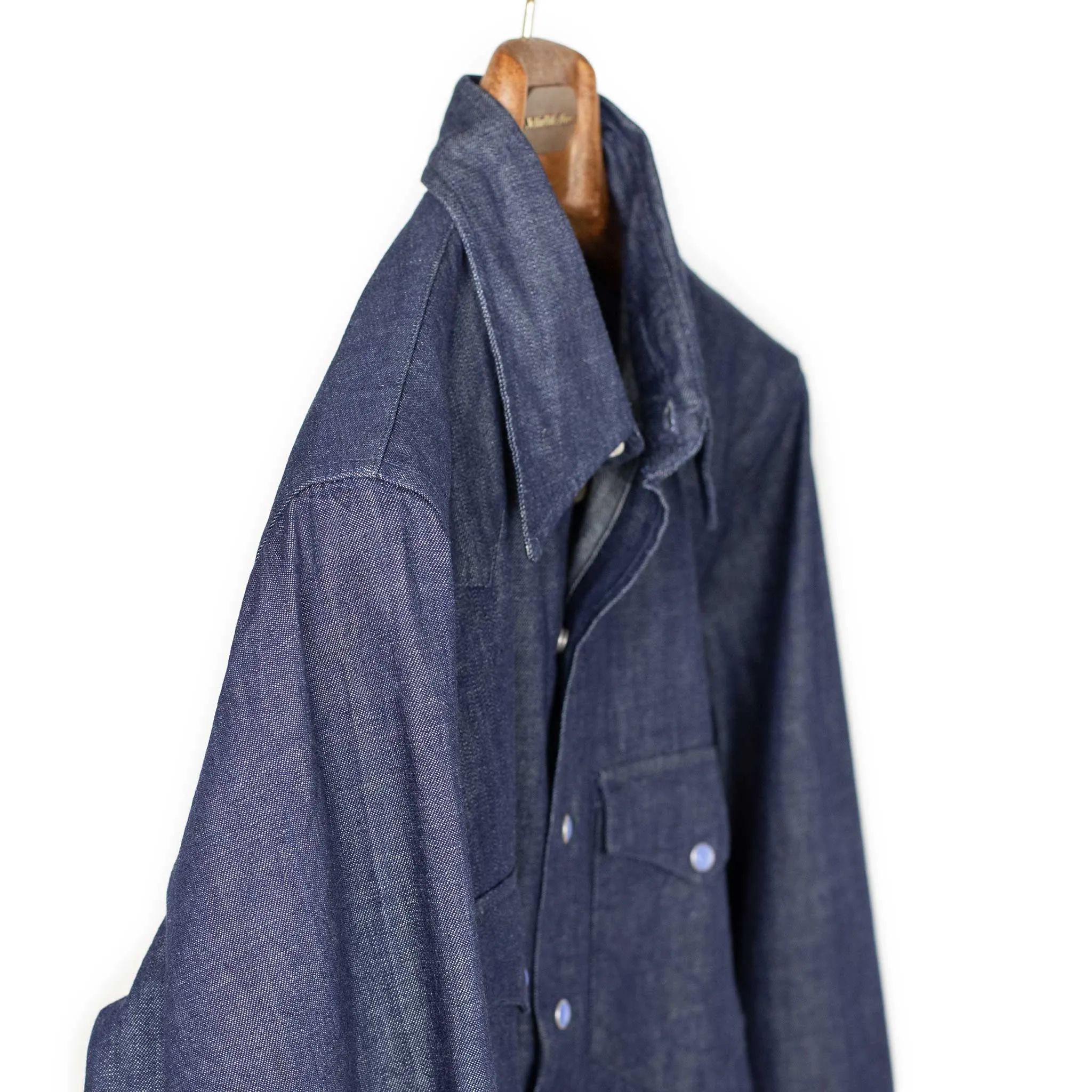 Pearlsnap Western shirt in rinsed indigo cotton denim