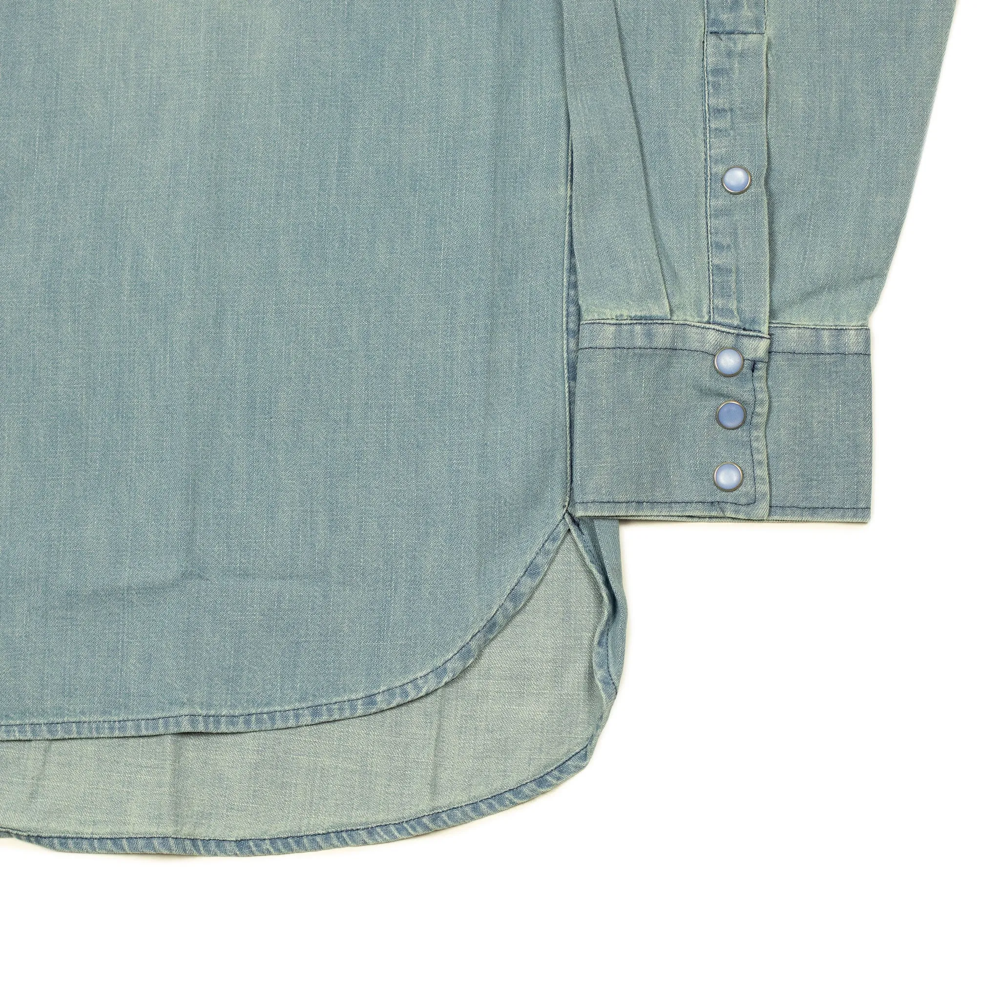 Pearlsnap Western shirt in washed indigo cotton denim