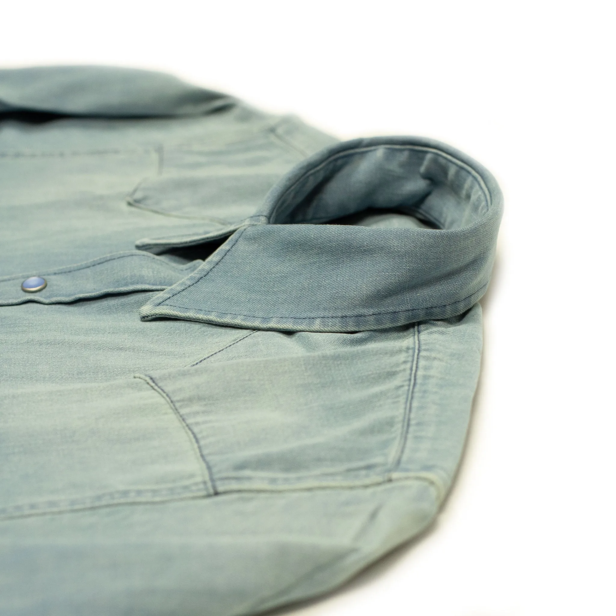 Pearlsnap Western shirt in washed indigo cotton denim