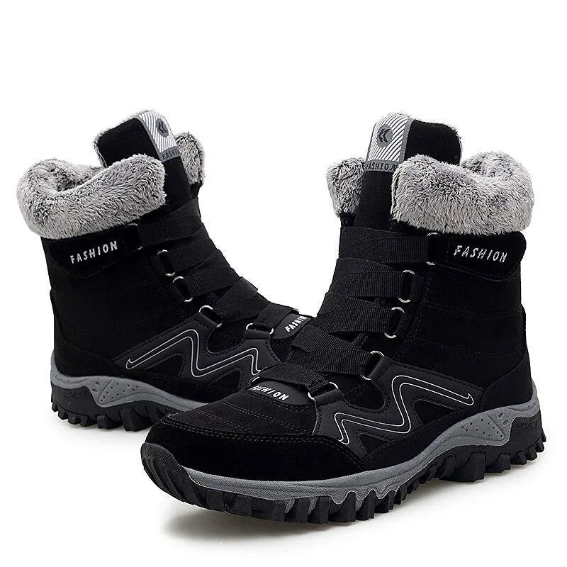 Plush Warm Ankle Boots Waterproof Couples Snow Boots Big Size 35-46