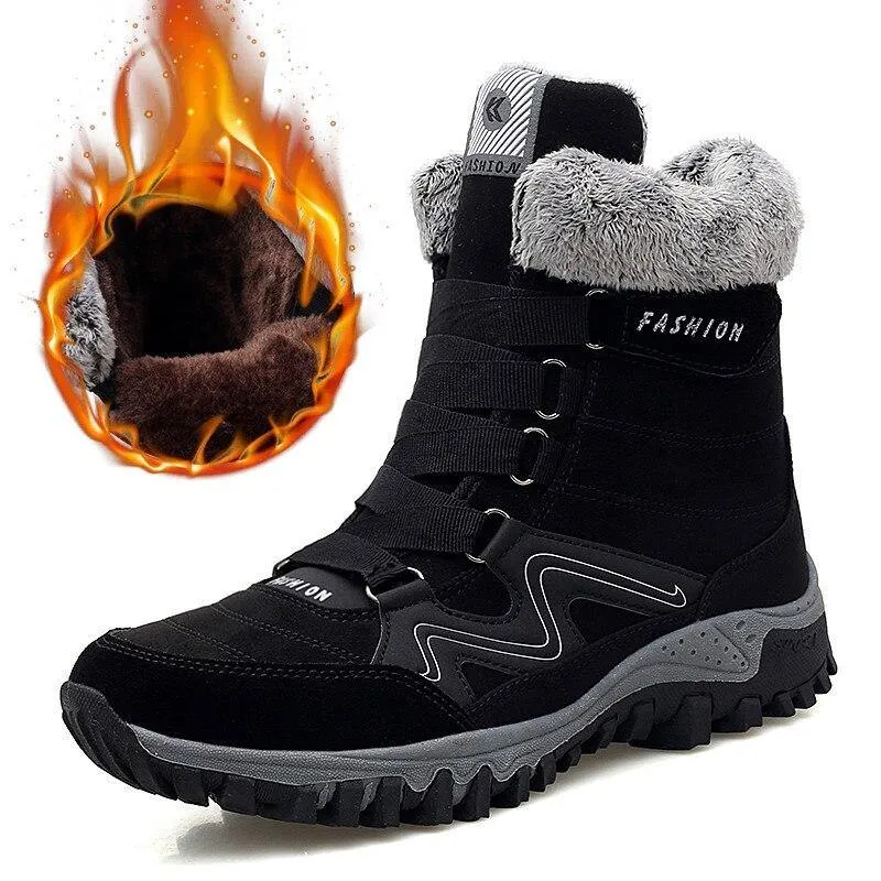 Plush Warm Ankle Boots Waterproof Couples Snow Boots Big Size 35-46