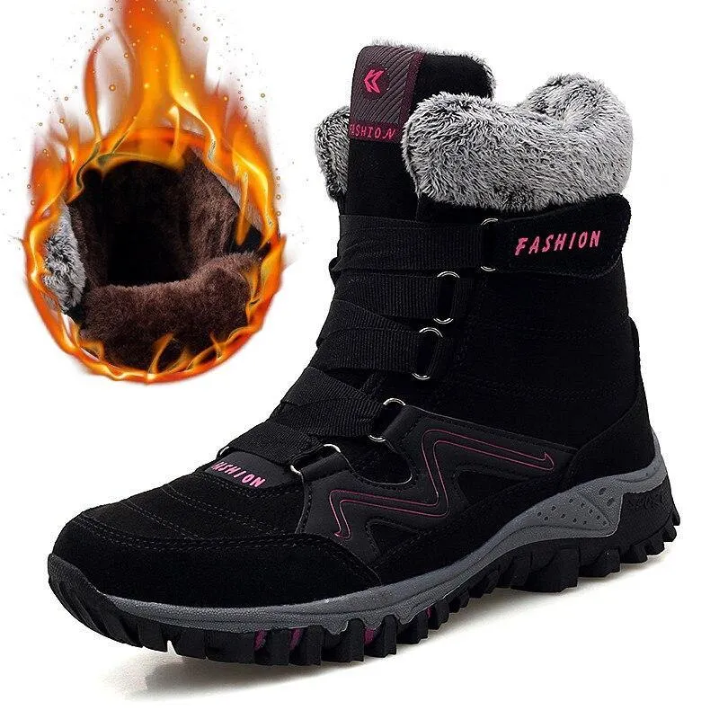 Plush Warm Ankle Boots Waterproof Couples Snow Boots Big Size 35-46