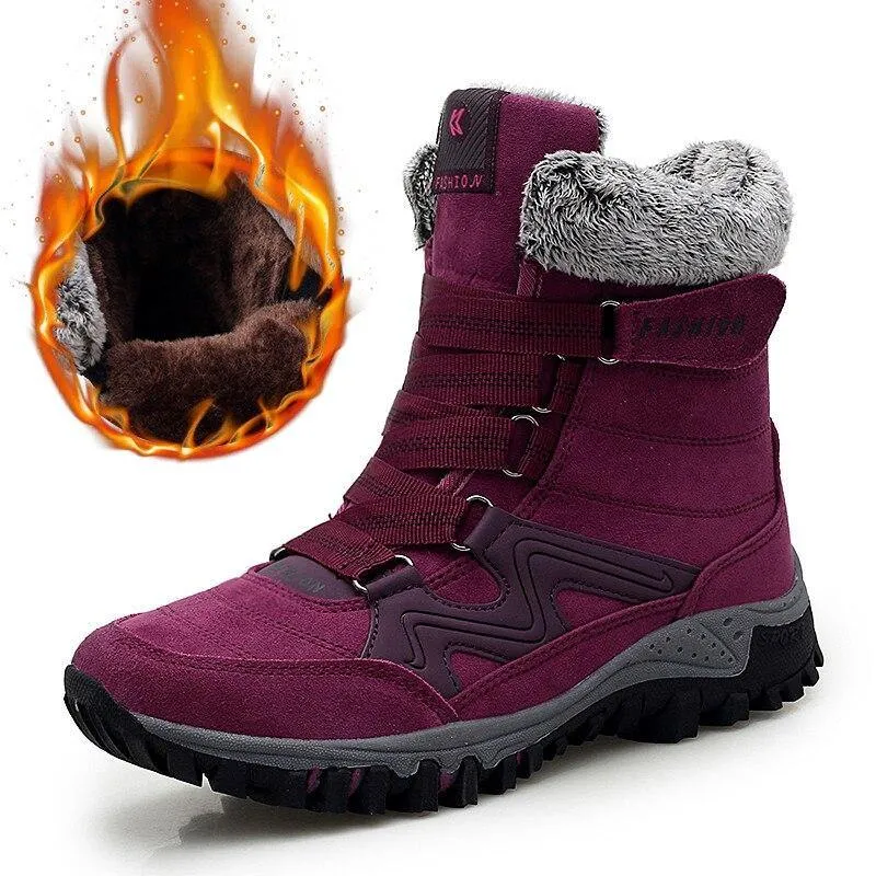 Plush Warm Ankle Boots Waterproof Couples Snow Boots Big Size 35-46