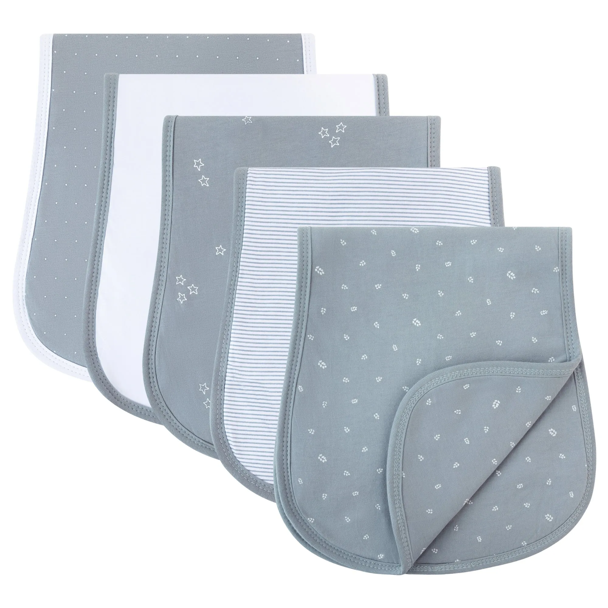 Reversible Burp Cloths - Blue Leaf