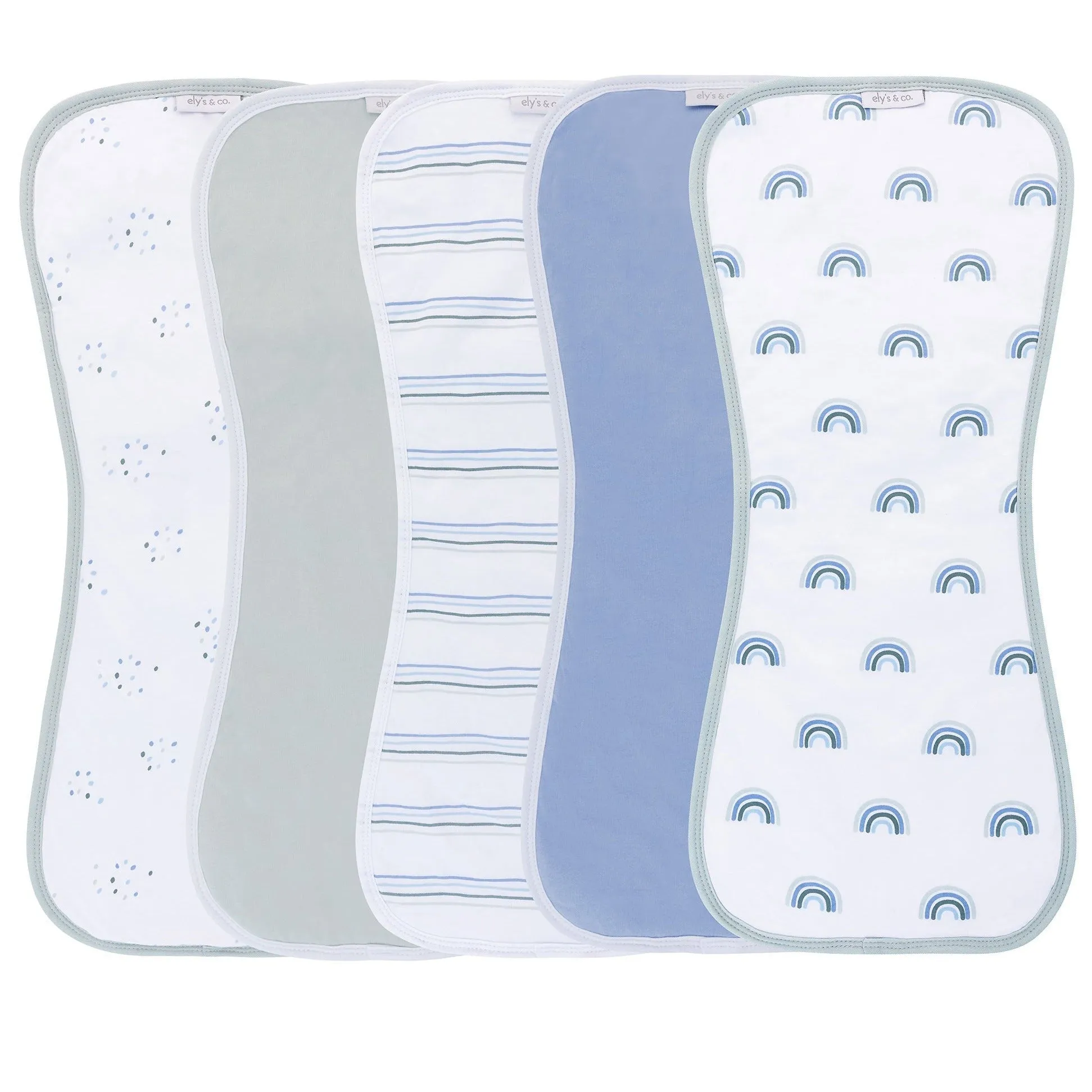 Reversible Burp Cloths - Blue Rainbow