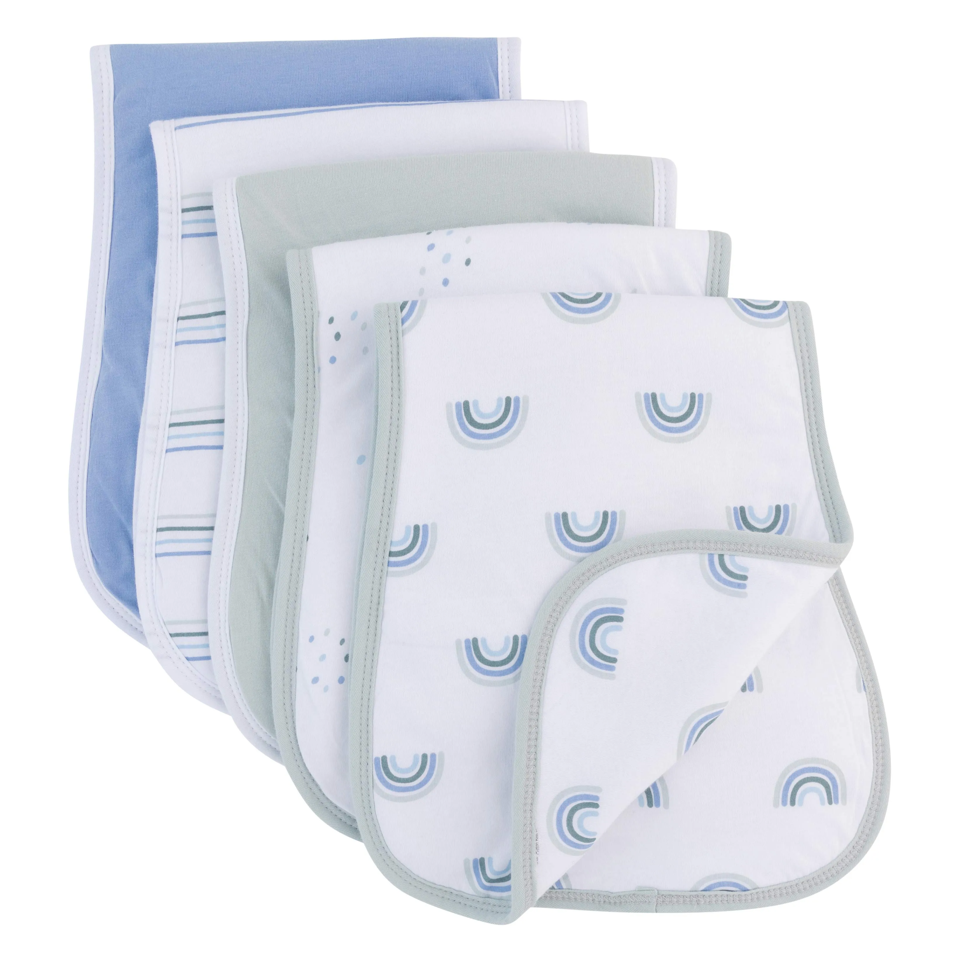 Reversible Burp Cloths - Blue Rainbow