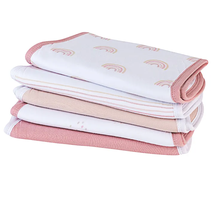 Reversible Burp Cloths - Dusty Pink Rainbow