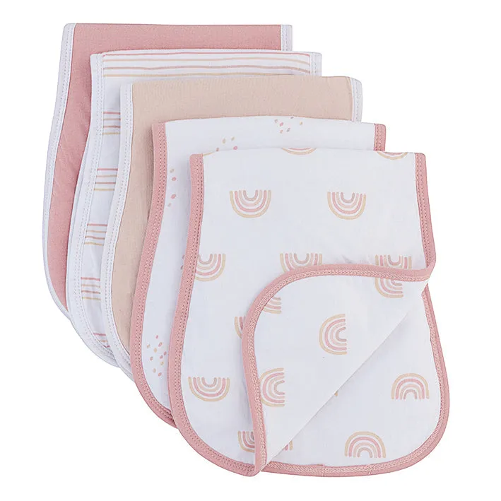 Reversible Burp Cloths - Dusty Pink Rainbow