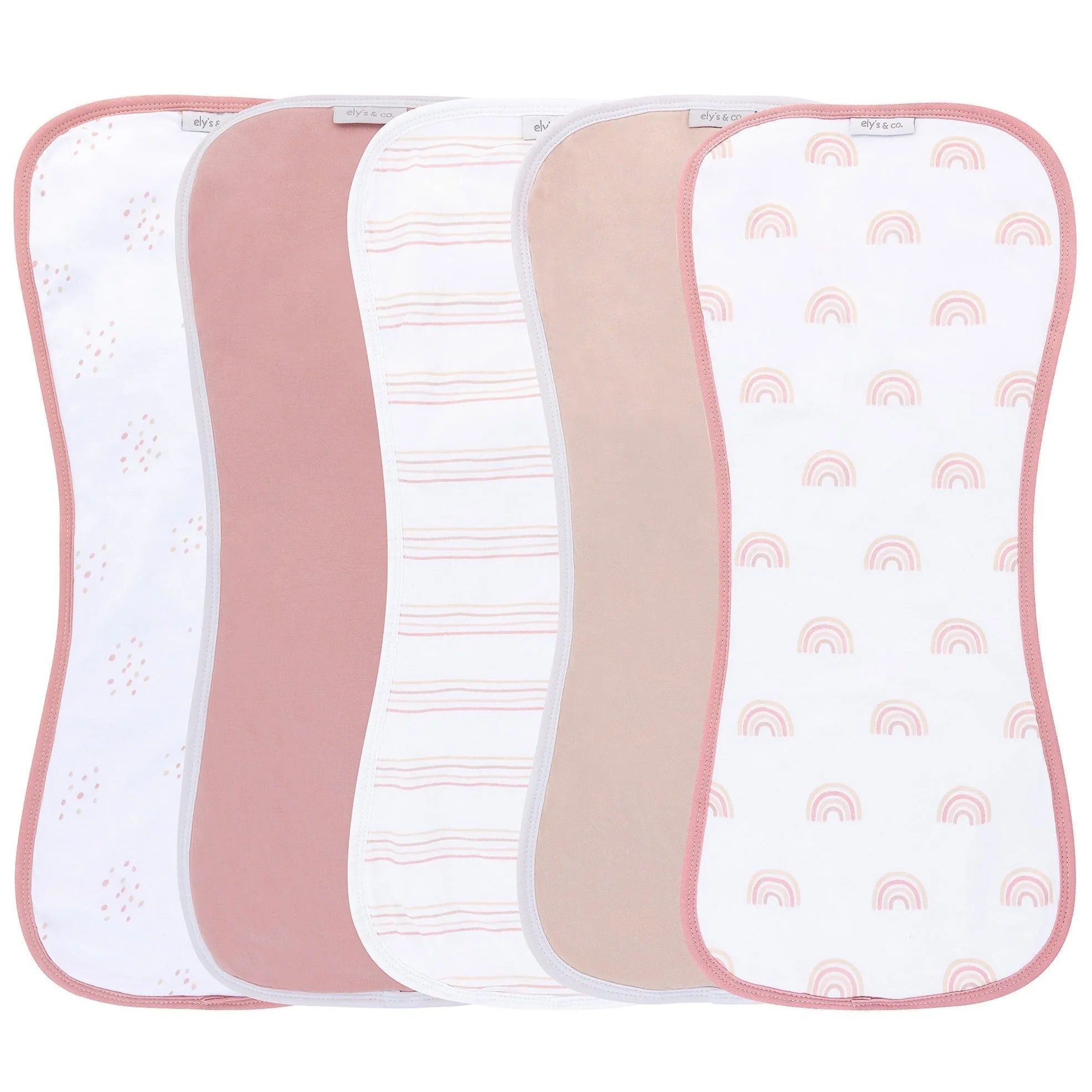 Reversible Burp Cloths - Dusty Pink Rainbow