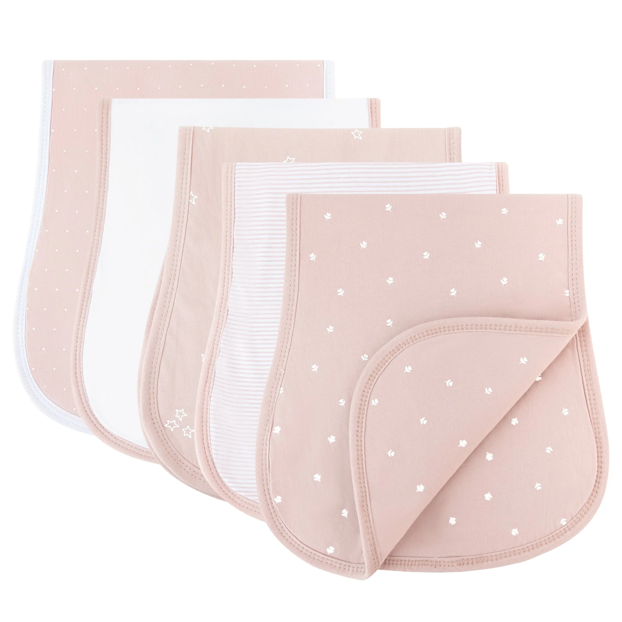 Reversible Burp Cloths - Pink Tulip