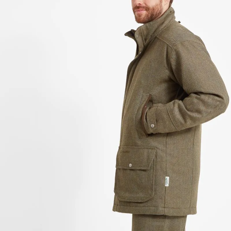 Schoffel Ptarmigan Classic GORE-TEX Mens Tweed Shooting Coat - Loden Green Herringbone Tweed