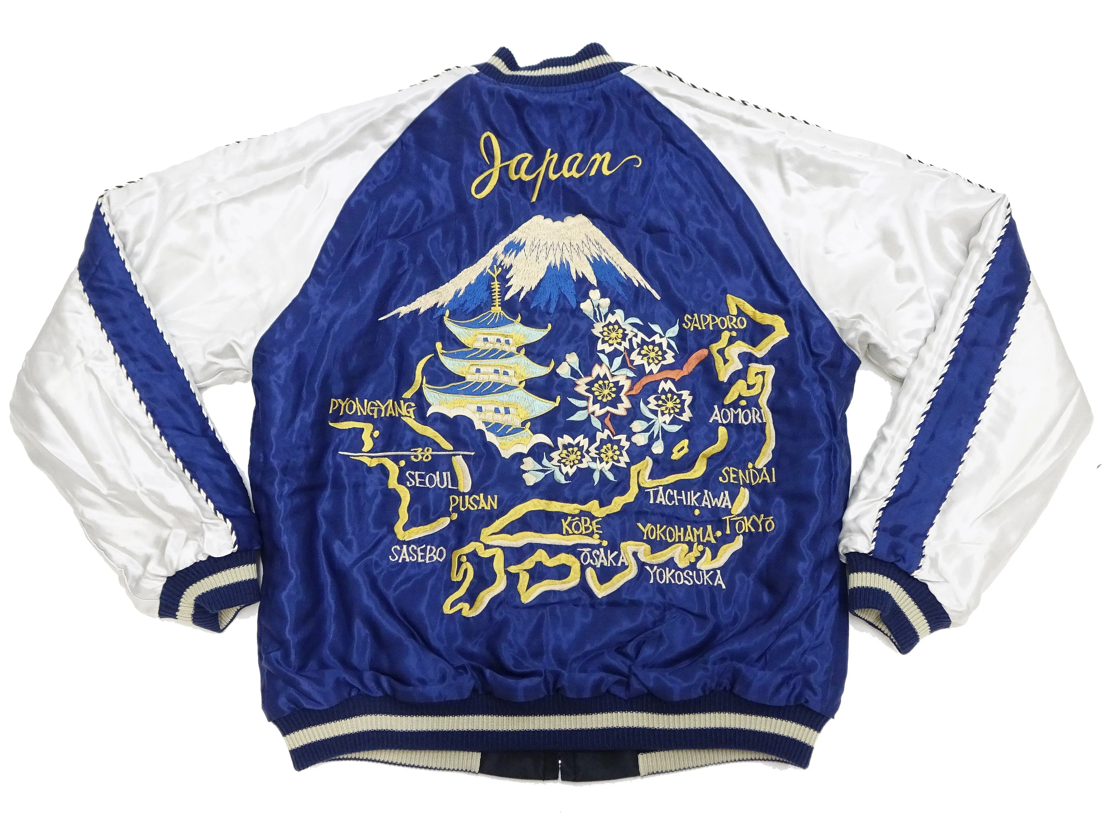 Tailor Toyo Japanese Souvenir Jacket TT15543 Men's Casual Acetate Quilted Sukajan Red Tiger x Japan Map TT15543-119