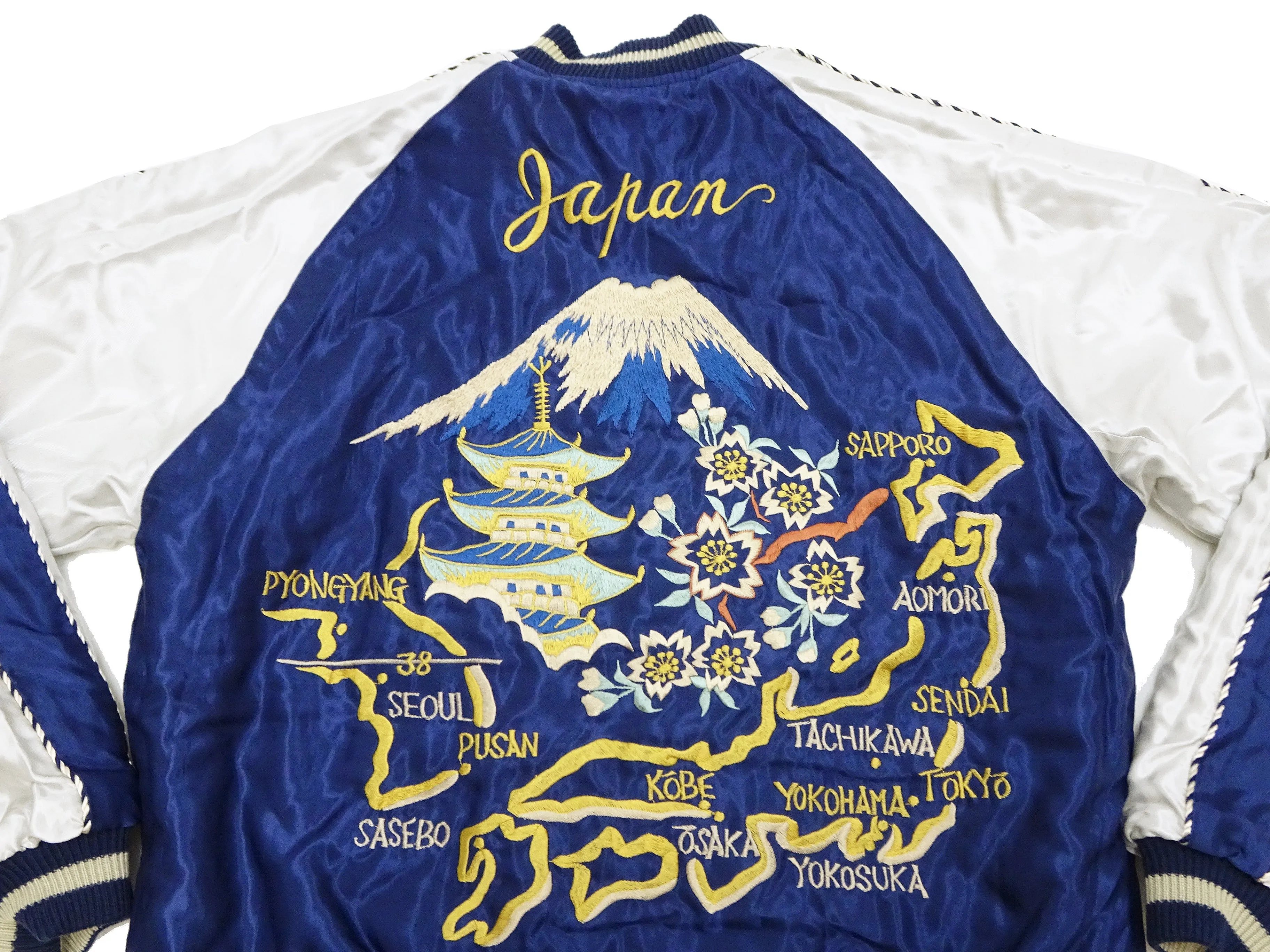 Tailor Toyo Japanese Souvenir Jacket TT15543 Men's Casual Acetate Quilted Sukajan Red Tiger x Japan Map TT15543-119